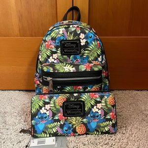 COPY - Loungefly Original Heart Logo Lilo and Stitch Backpack and Wallet